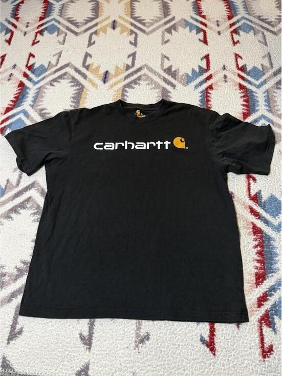 Carhartt Logo Graphic Black Tee Mens XL Original Fit Cotton Casual Workwear - Picture 2 of 6